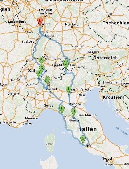 Überblick der Route